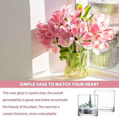 3.7-Inch Clear Plastic Acrylic Cylinder Vases - Versatile Centerpieces for Home, Weddings & Parties